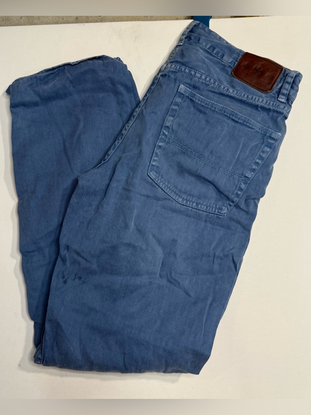 Ralph Lauren Men's Straight Jeans in Light Blue with Brown Patch
